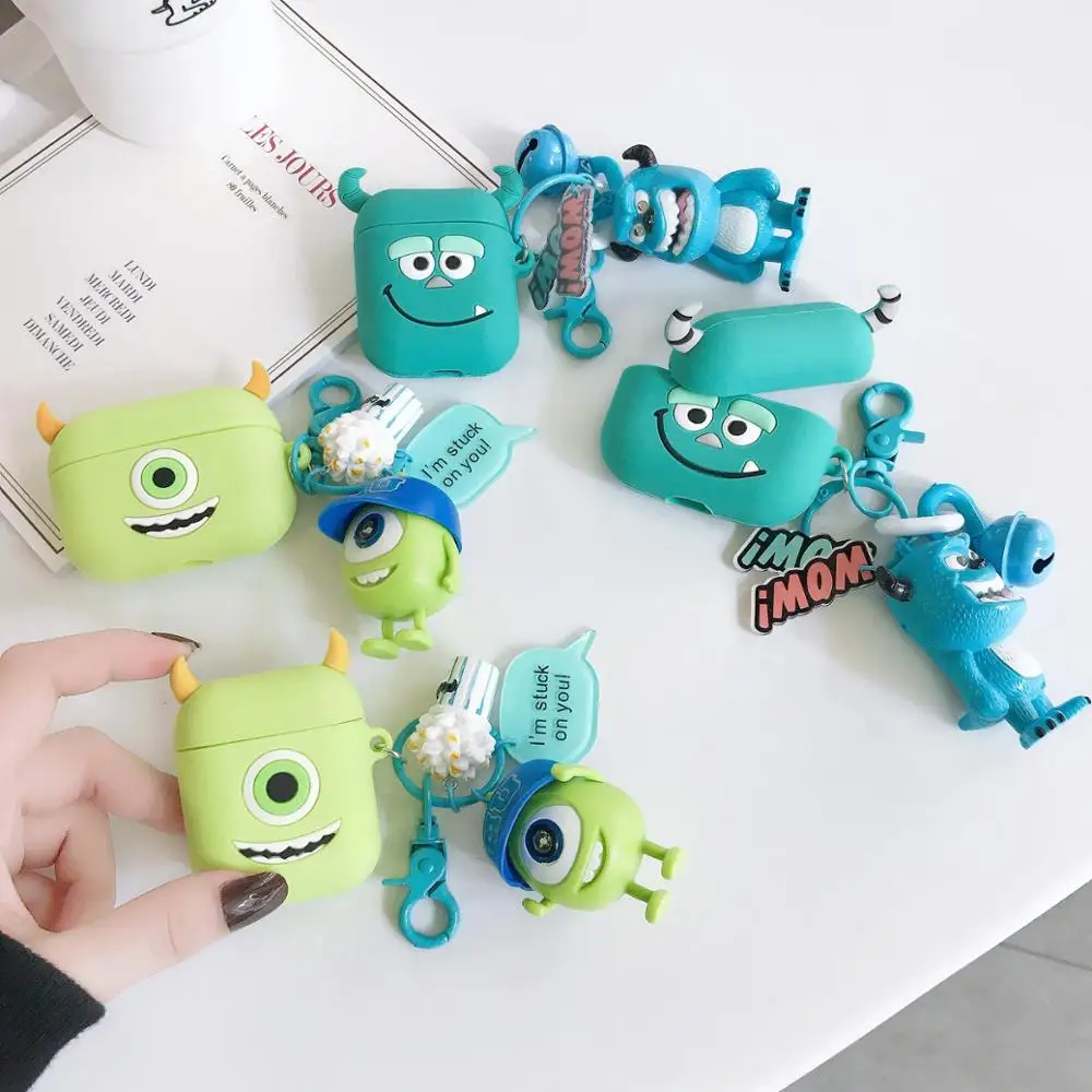 

Earphone Case For Airpods Pro 1 2 Free Shipping Monster Inc University Glow Doll Keychain, Green