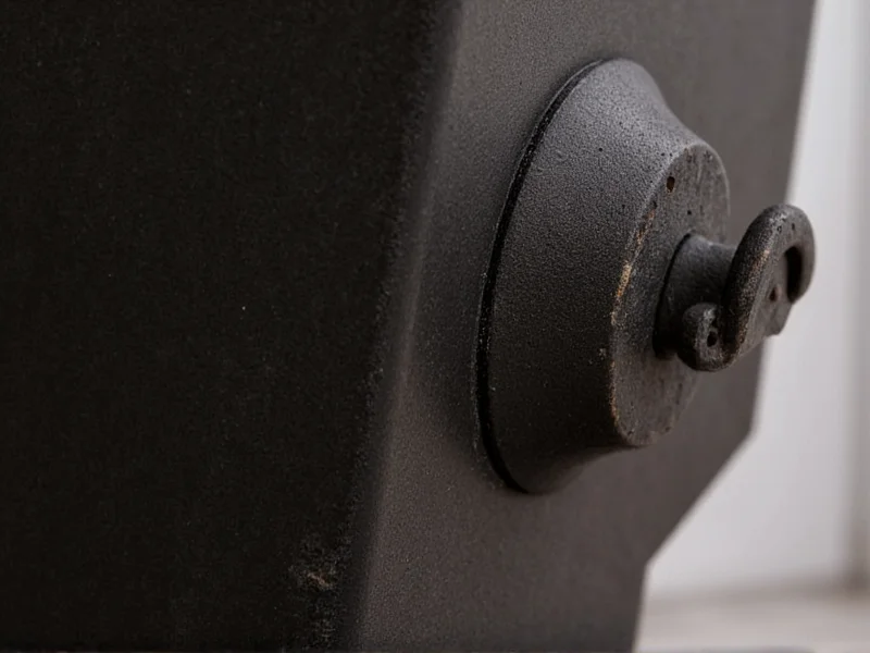 Close-up of thick steel construction in artisan barbecue smoker