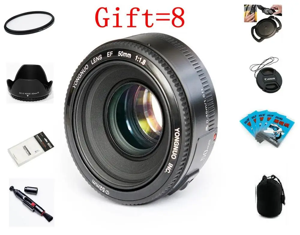 

YONGNUO Lens YN50mm f1.8 YN EF 50mm f/1.8 AF Lens YN50 Aperture Auto for 60D 70D 5D2 5D3 600d DSLR Cameras
