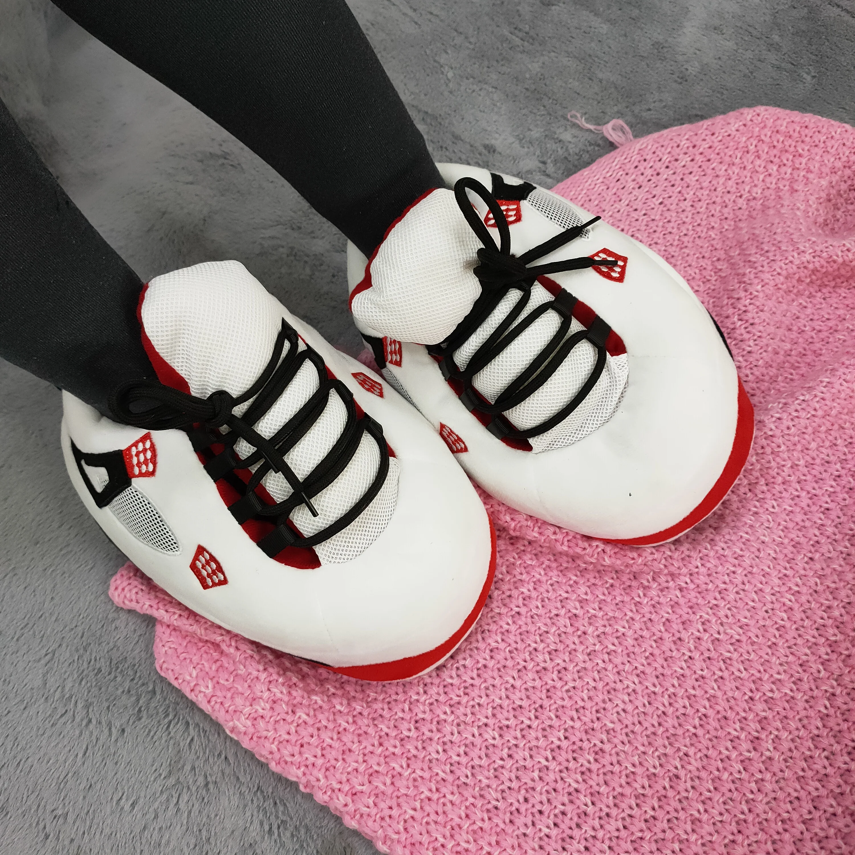 

New Arrival Wholesale Cozy Indoor Shoes Plush Yeezy AJ Sneaker Slippers