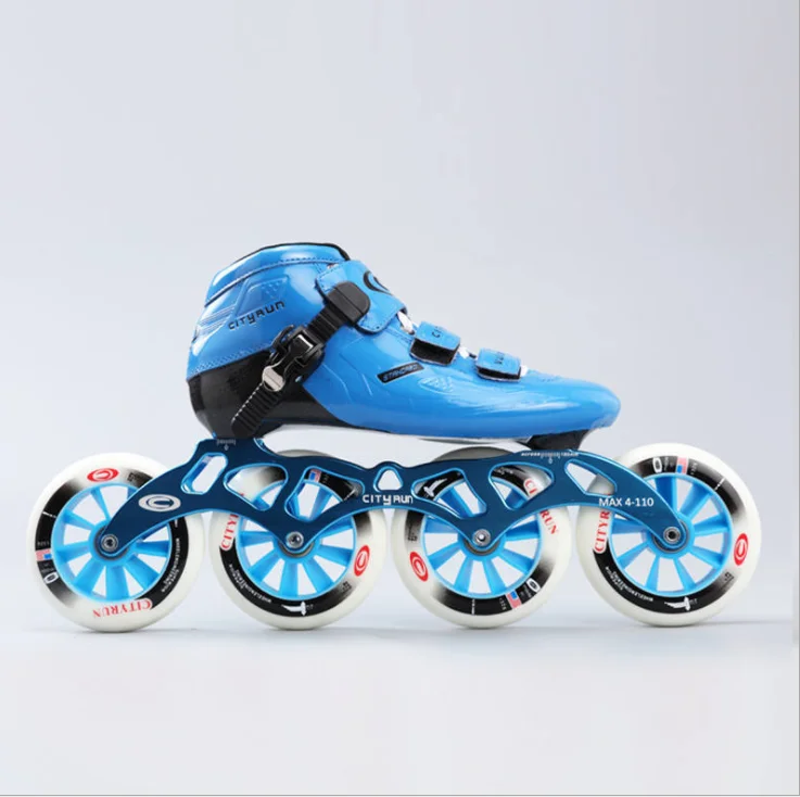 

profession speed inline skates carbon fiber roller skate wheel shoes 125mm 110mm 100mm 90mm 80mm, Blue