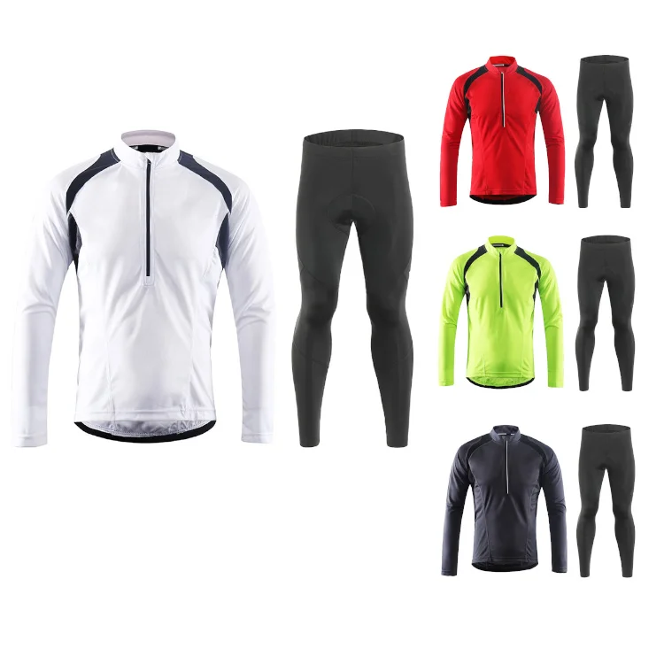 

New high quality cycling clothing set long sleeves breathable mesh fabric half zippers men cycling jersey set, Customizable