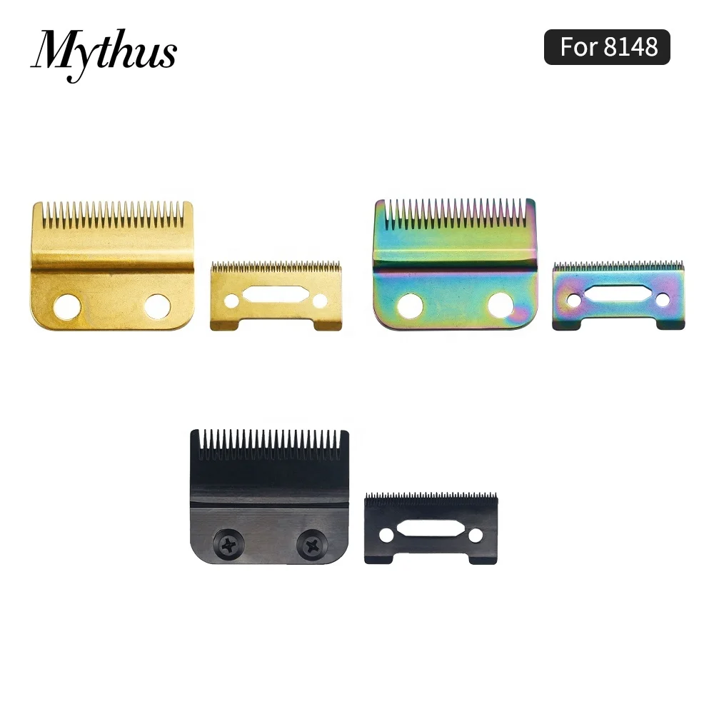 

High Quality Supply Black/Gold/Rainbow Stainless Steel Clipper Blade set Sharpener Hair Trimmer Blade for 8148