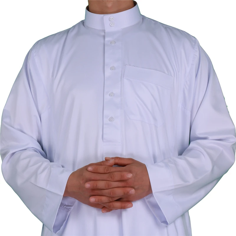 

In Stock High Quality White Shining Material Al Haramain Thobe Men 2020