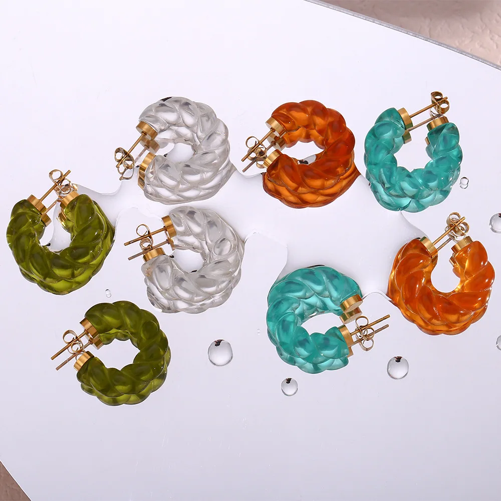 Simple And Fresh Summer Earrings Jewelry New Design Resin Acrylic Earrings Sweet Cute Twist Earrings