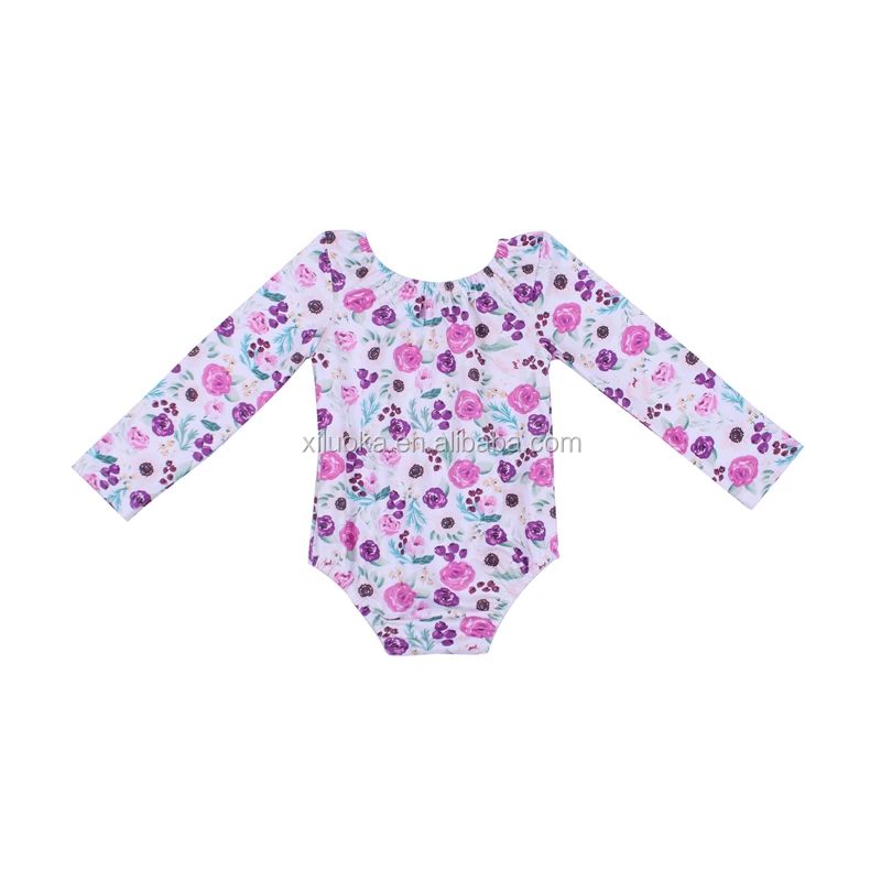

Hot Sale Baby Girl Milk Silk Clothes Bodysuit Long Sleeve Kids Floral Leotard