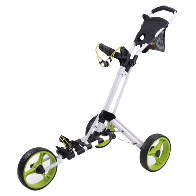 

Golf Push Cart Swivel Foldable Aluminum 3 Wheels Pull Cart Golf Trolley with Umbrella Stand