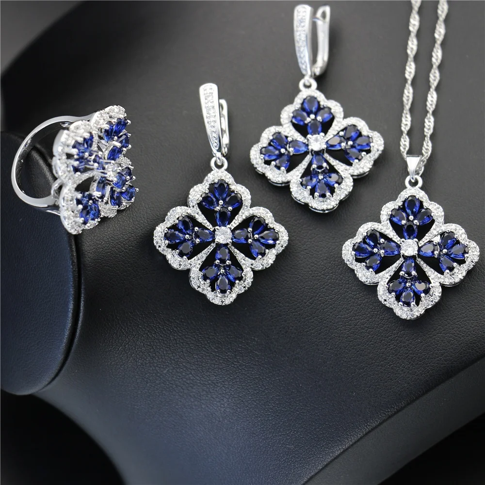 

Gold Plated Jewellery Women Copper Cheerfeel Silver Earring Jwelery Set Women Necklaces Set For Girls, Picture shows