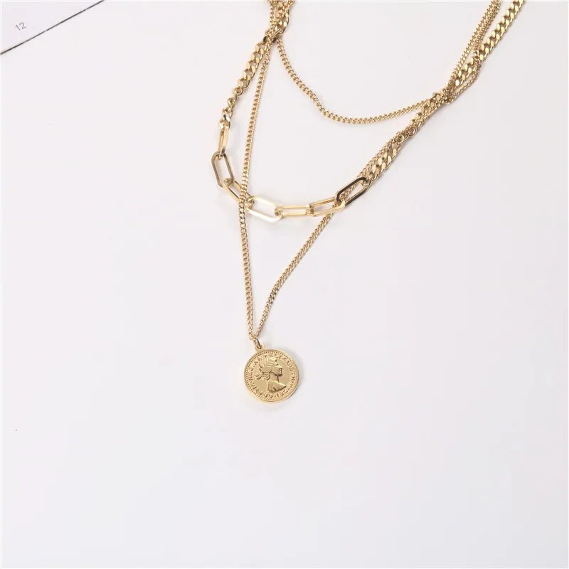 

Joolim Coin Multi Layered Necklace Stainless Steel Statement Necklace Jewelry Wholesale