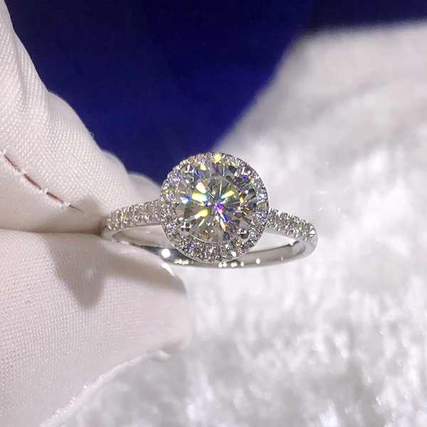 

Luxury Custom Ring 18K Solid Gold Ring Round cut Moissanite Vintage Engagement Ring