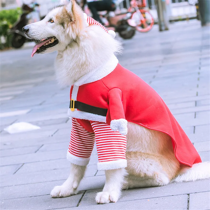 

Cute Red Pet New Year 2021 Wear Creativity Hot Sale Santa Claus Role-playing Clothing For Dog And Cat