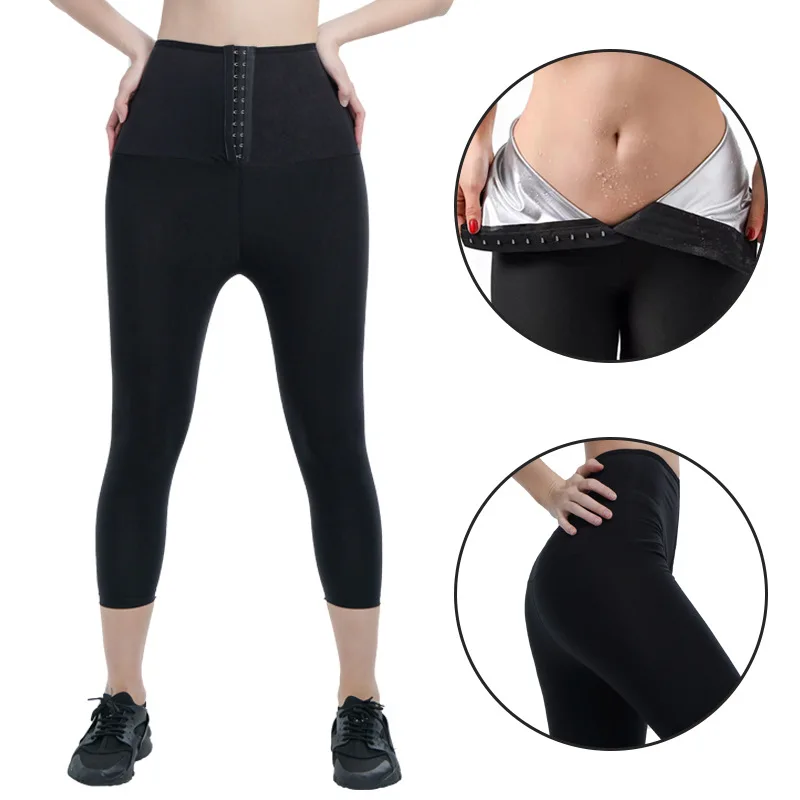 

Wholesale women Yoga Pants Neoprene Sauna High Waist Slimming waist trainer Shaping leggings Sweat Fitness Slimming Pants, Black