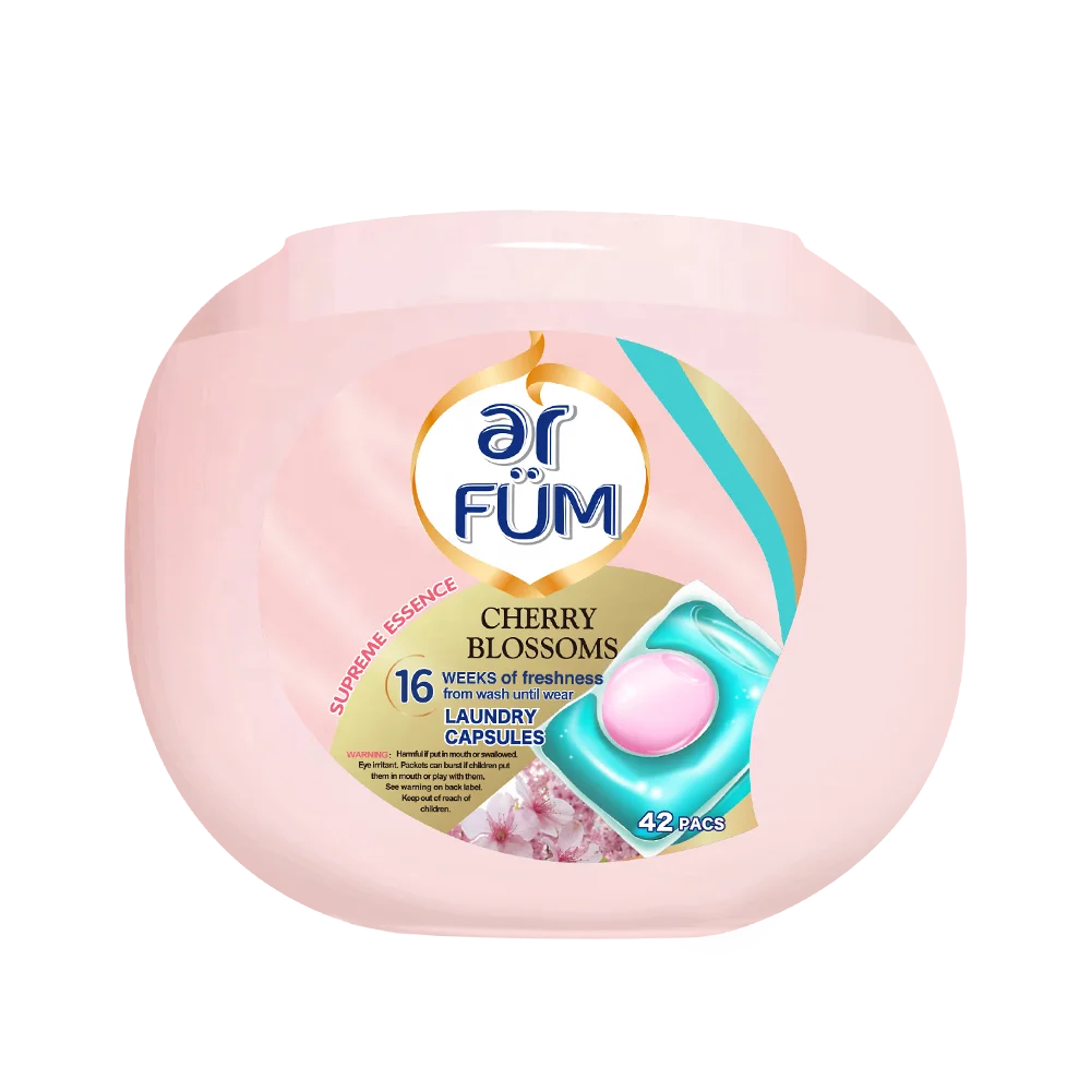
ar fum cherry laundry capsule 42 pods decorative style packing easy washing for washing 3 in 1 detergent wash pod 