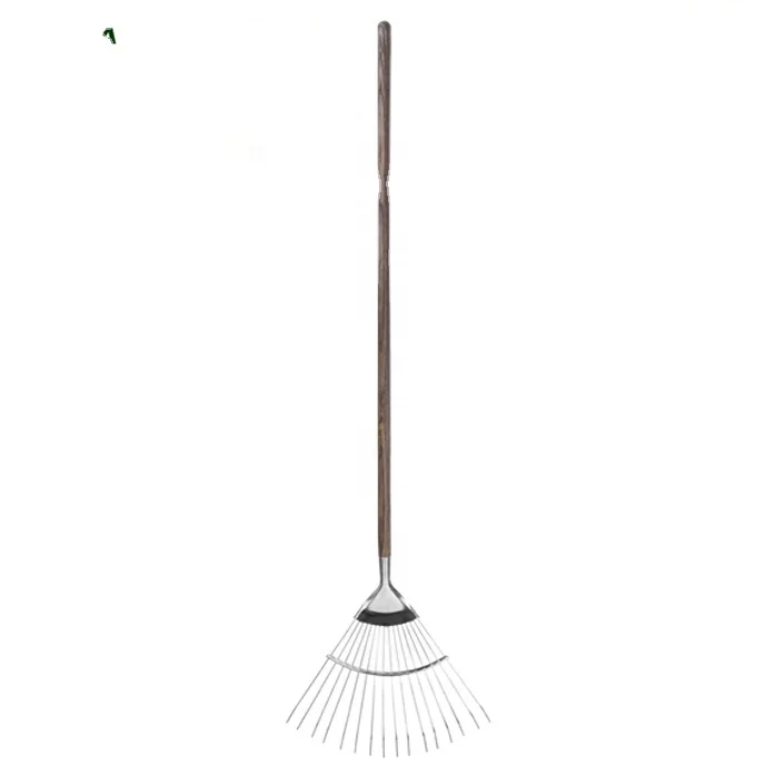 
Long Wood Handle Stainless Steel Garden Lawn Rake Garden cultivation lawn rake 