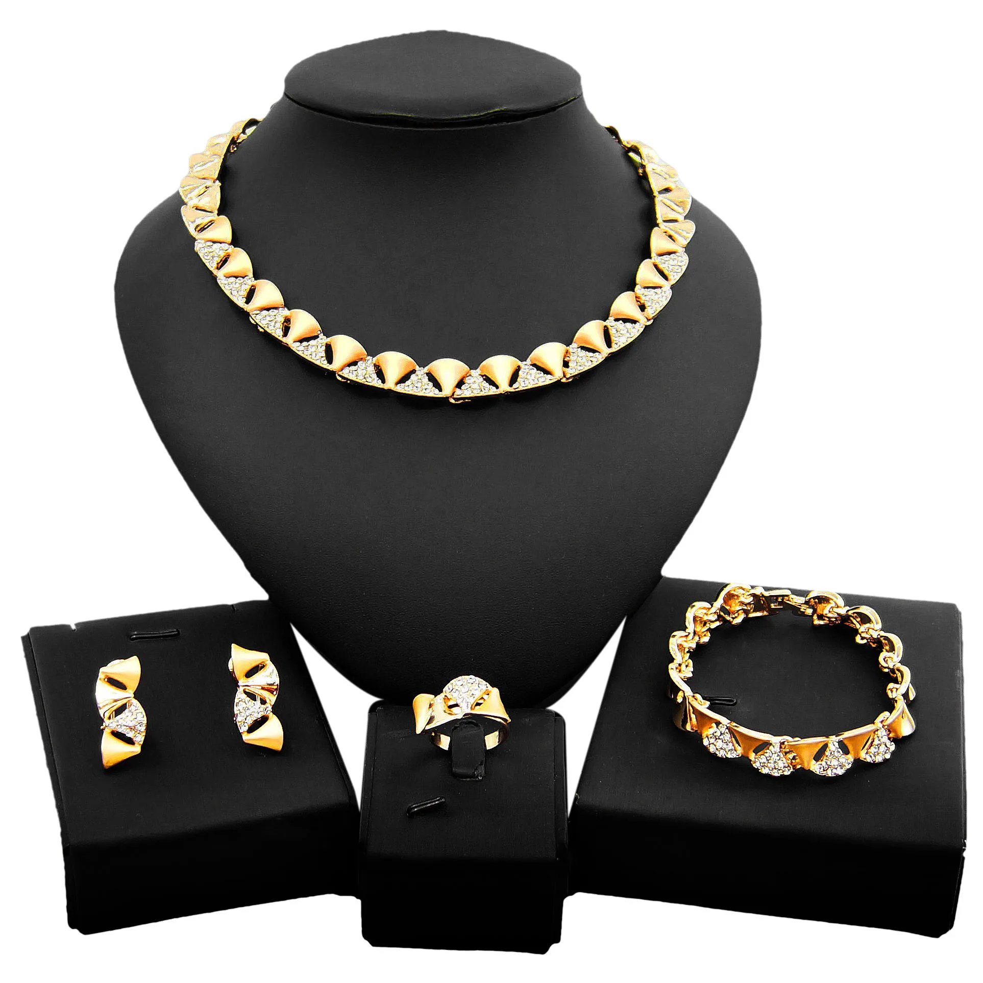 

Yulaili Factory Direct Sales Romanian Gold Style Jewelleries Set Women's High Quality Necklace Design Wholesale Birthday Sets