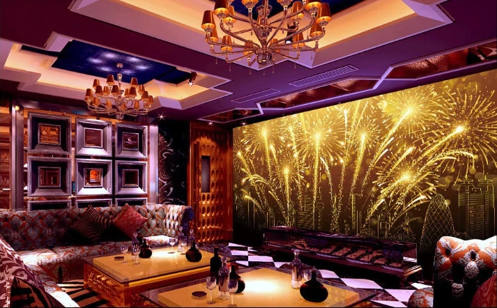 美丽的夜总会烟花闪光壁纸华丽的装饰画壁纸家居装饰 3d