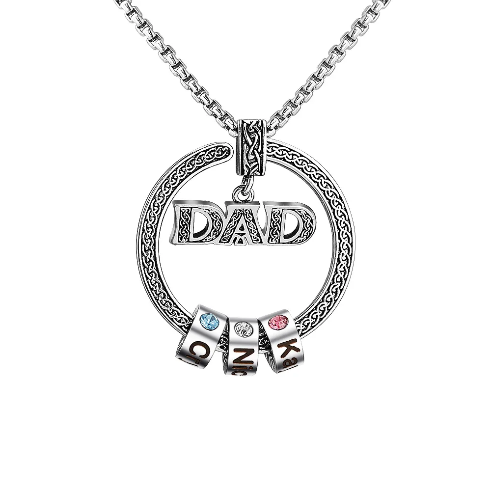

Dad Gift Custom Personalized Multi Plating Color Rhinestone Diamond Customised Family Name Beads Charm Necklace, Pls see the color column