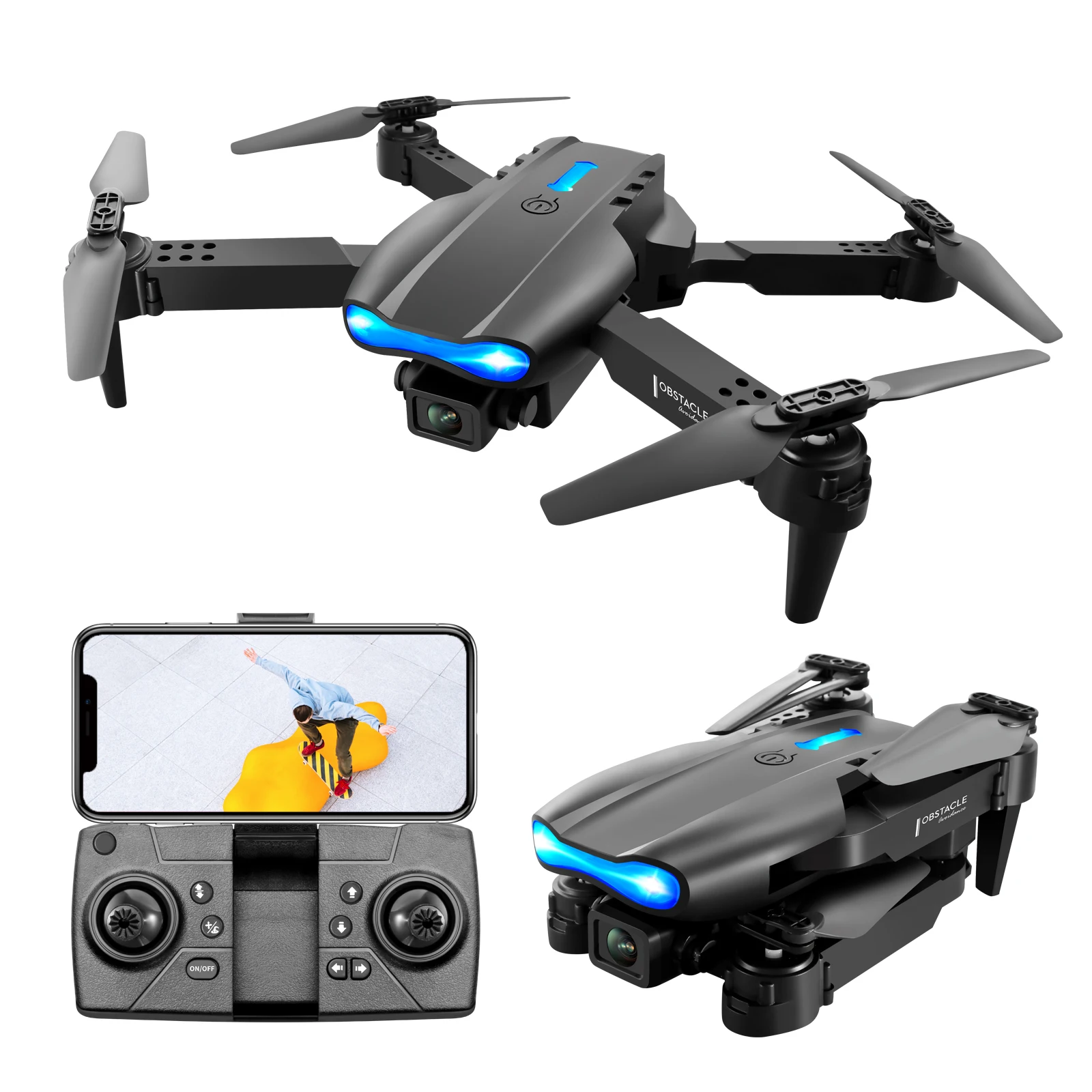 

NEW style 4k HD wide-angle dual camera Obstacle avoidance FPV WIFI rc drone quadcopter with camera E99 K3 Drone vs E58 vs E88