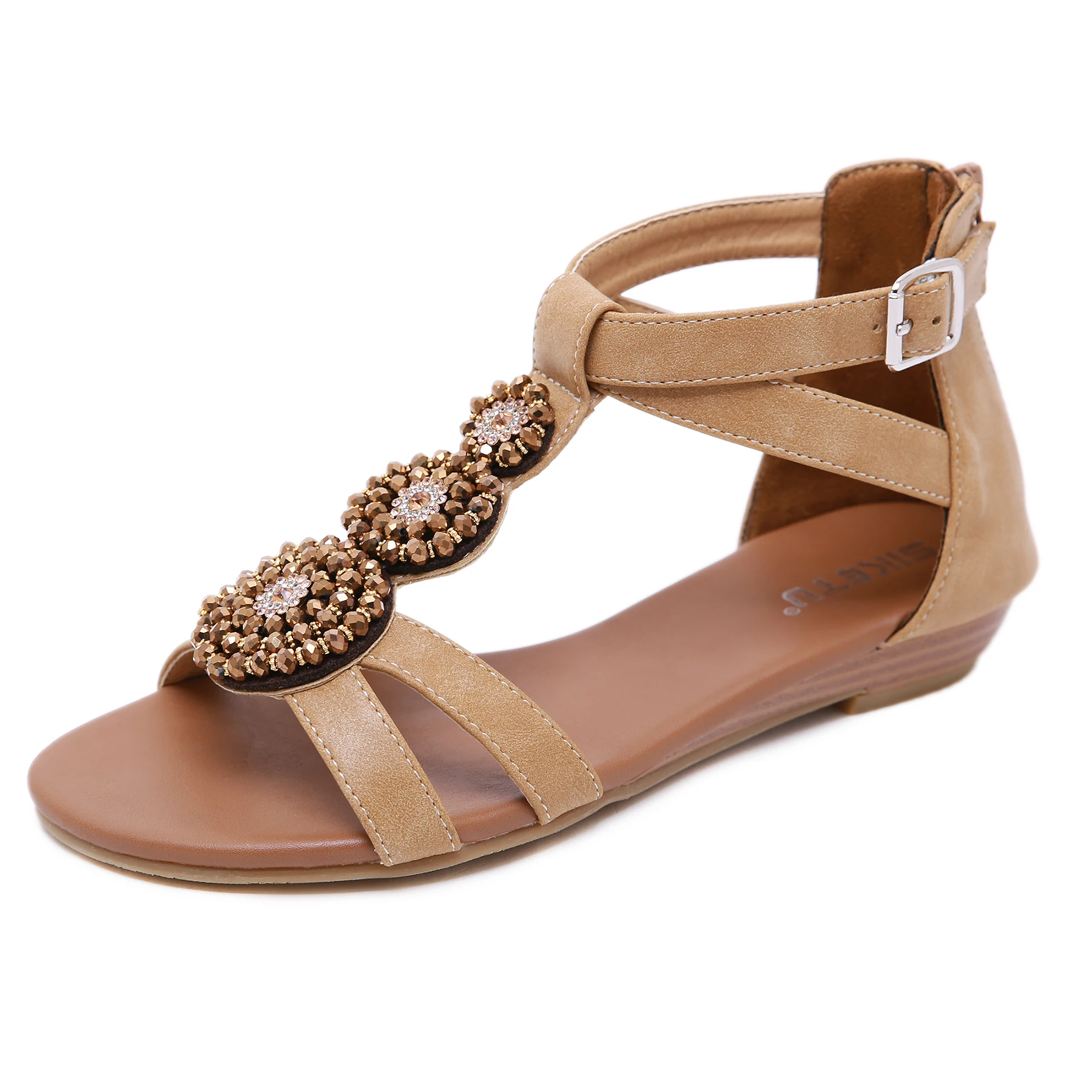 

Apricot Light Brown Precious Glisten Pearl Soft Comfortable Women Platform Sandals