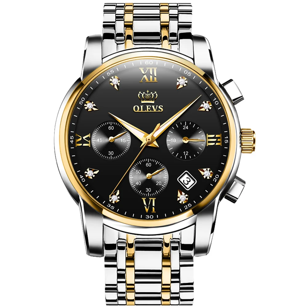 

OLVES steel band multifunctional business waterproof men's quartz watch, 7 colors