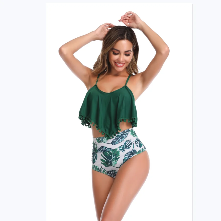 

2021 Online Wholesale Supplier Hot Sale Custom Beach Summer High Waist Cover Up 2 Piece Swim Suit Swimwear Brazilian Bikini Set