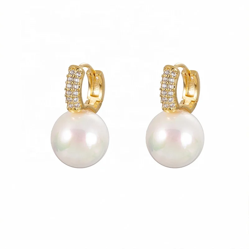 

2021 New Arrival Hot Women's Jewelry Earrings Temperament Gold Plated Hoop Earrings Delicate Pearl Drop Earrings