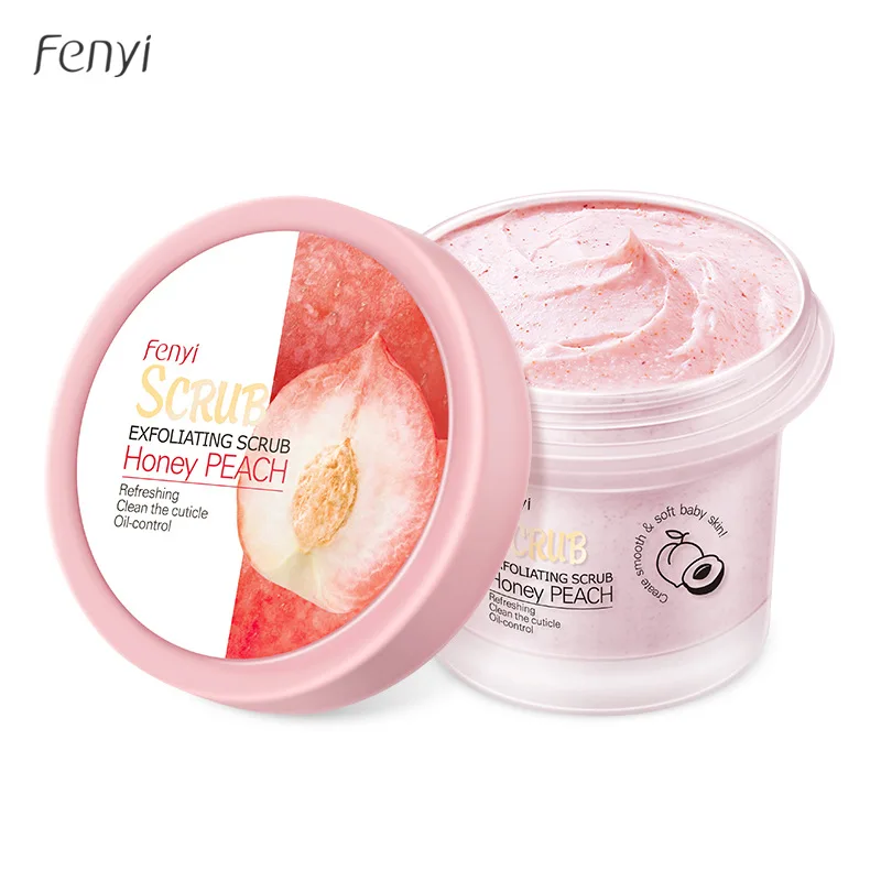 

Fenyi honey peach body exfoliating scrub ice cream texture moisturizing brighten smoothing skin exfoliation cream