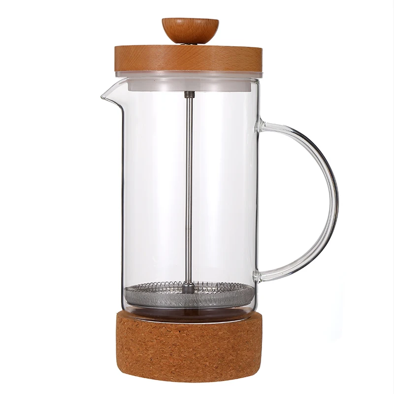 

French Press Styles Borosilicate Glass Portable Bamboo New with Handle 350ml/600ml/800/1000ml Eco-friendly Eec CE / EU LFGB, Silver, black, copper, red,