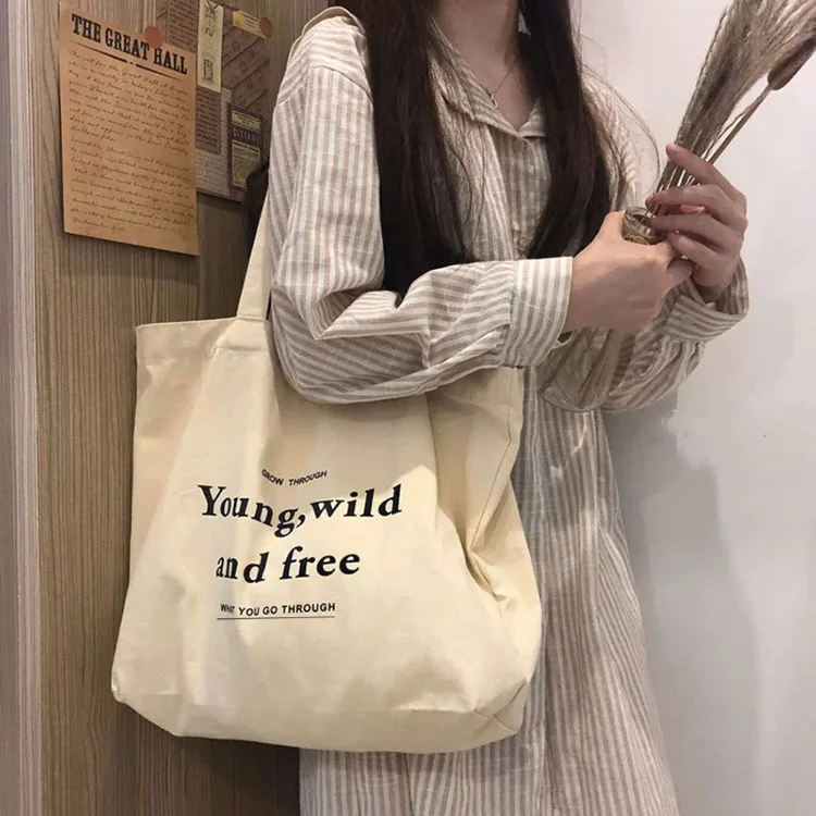 

Fashion large canvas tote bag shopping canvas bag tote bags women handbags ladies canvas tote, White