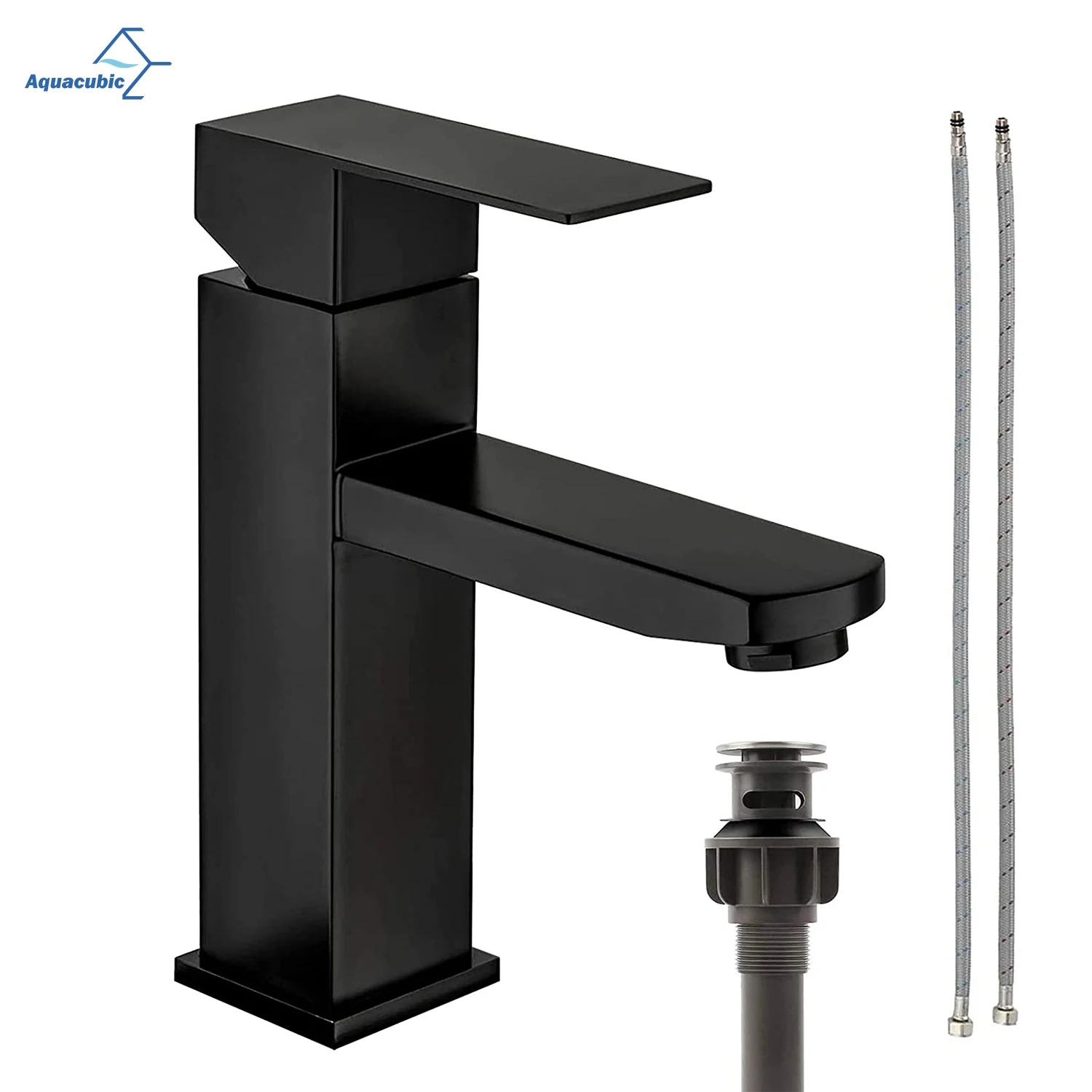 

USA Stock Single Hole Lead-free Square Vanity Sink Faucet Stainless steel Bathroom Lavatory Basin Faucet