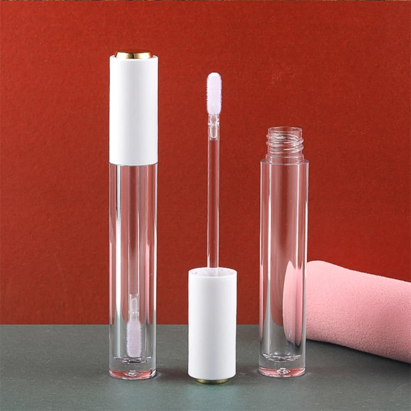 

4ml matte white gold luxury clear custom logo lip tint bottle empty lipgloss tube lip gloss containers tube