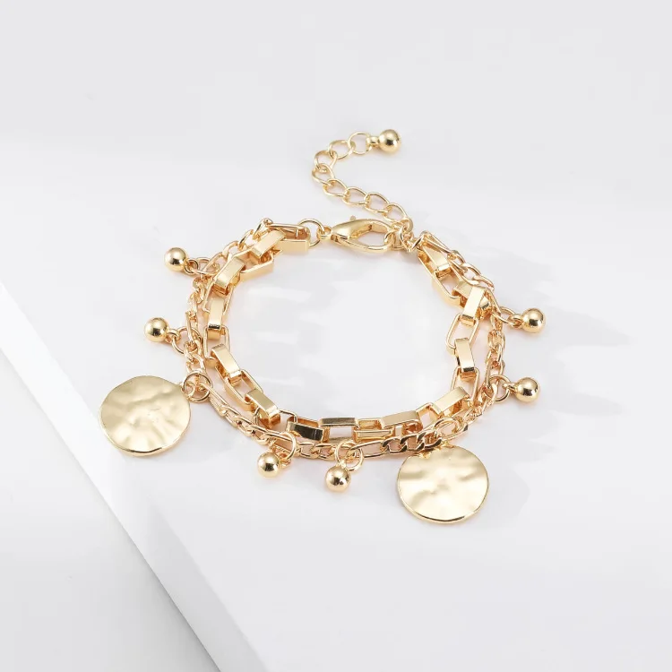 

New Alloy Bracelet Small Ball Hollow Gold Chain Solid Circle Pendant Lobster Button adjustable bracelets women