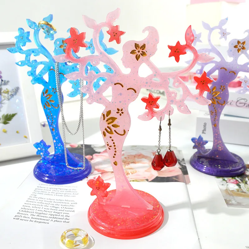 

L0067 Wholesale New DIY Beauty Jewelry Stand Swing Table Silicone Resin Molds