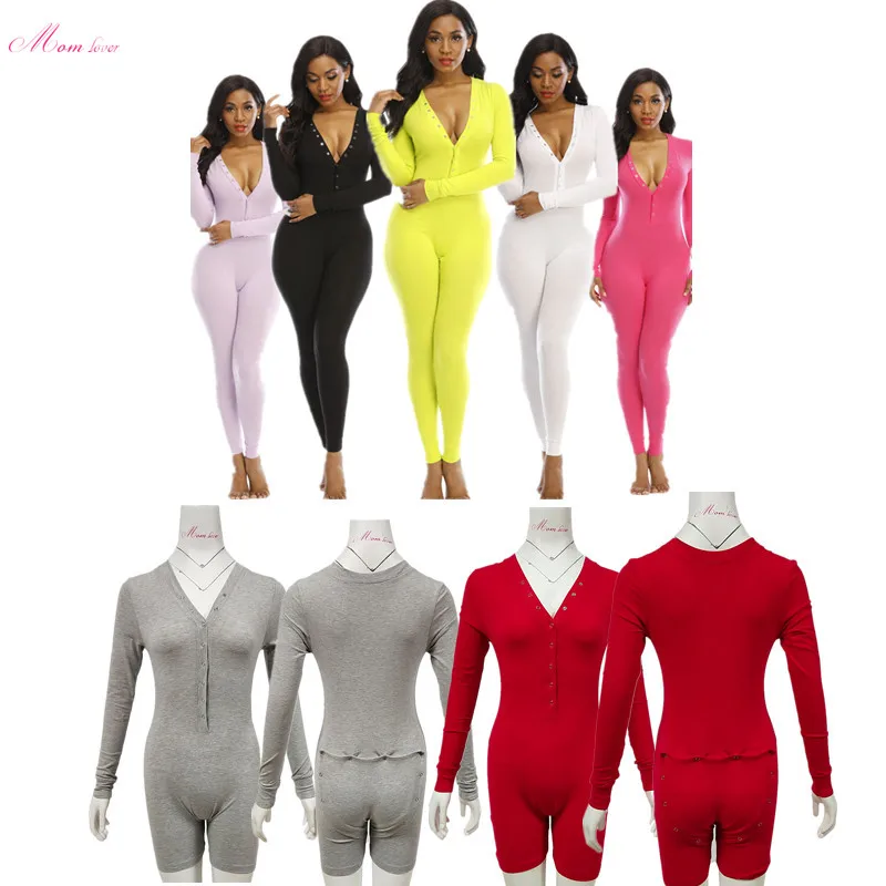 

plus size blank solid color cotton adult onesie pajamas custom butt flap onesie for women, Picture shows or custom