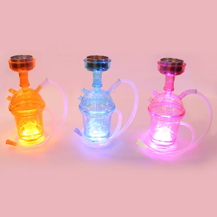 

Wholesale Custom Plastic Acrylic Hookah Travel Led Light Car Shisha Portable Hookah Cup Shisha, Yellow,blue,pink