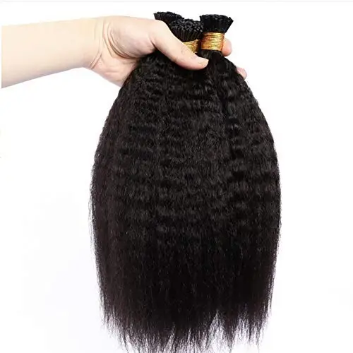 

Wholesale Raw Hair Vendors Grade 11a Virgin Hair Indian Double Drawn Natural Black Kinky Straight I Tip Hair Extension