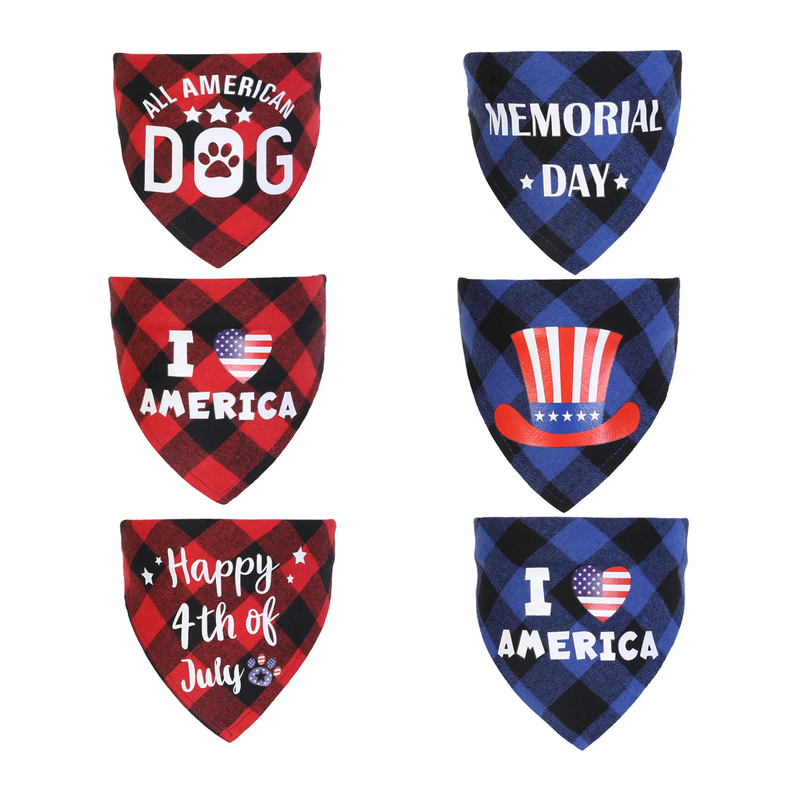 

American Flag Dog Bandanas Triangle Pet Bib 4th Of July Dog Scarf Pet American Independence Day Bandana, 6 colors