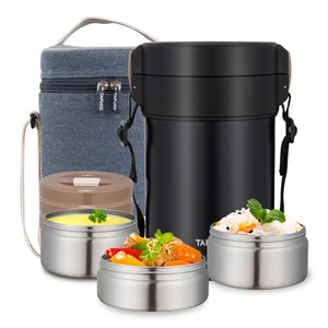 Vacuum insulated lunch box three container Double Wall stainless steel thermos lunch box