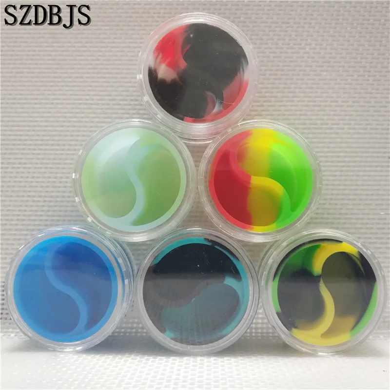 

2 in 1 Jar 10ml ABS+Silicone Wax Jar Transparent Cosmetic Jar Weed Container Wholesale Mini Storage Box, Mix color