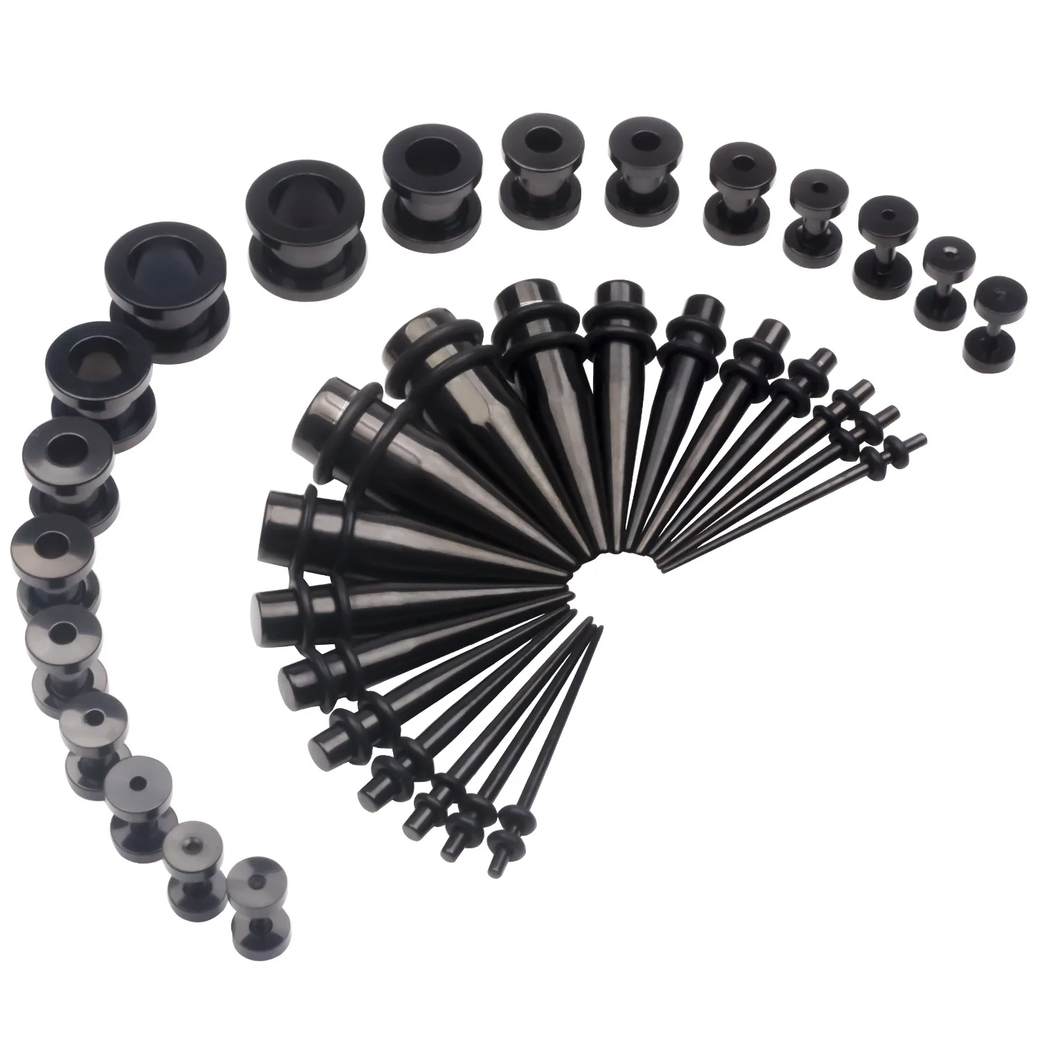 

NUORO 36PCS/Set 316L Stainless Steel Ear Stretching Kit Tapers Plugs Silicone Gauges Expander Jewelry Ear Tunnels Piercing