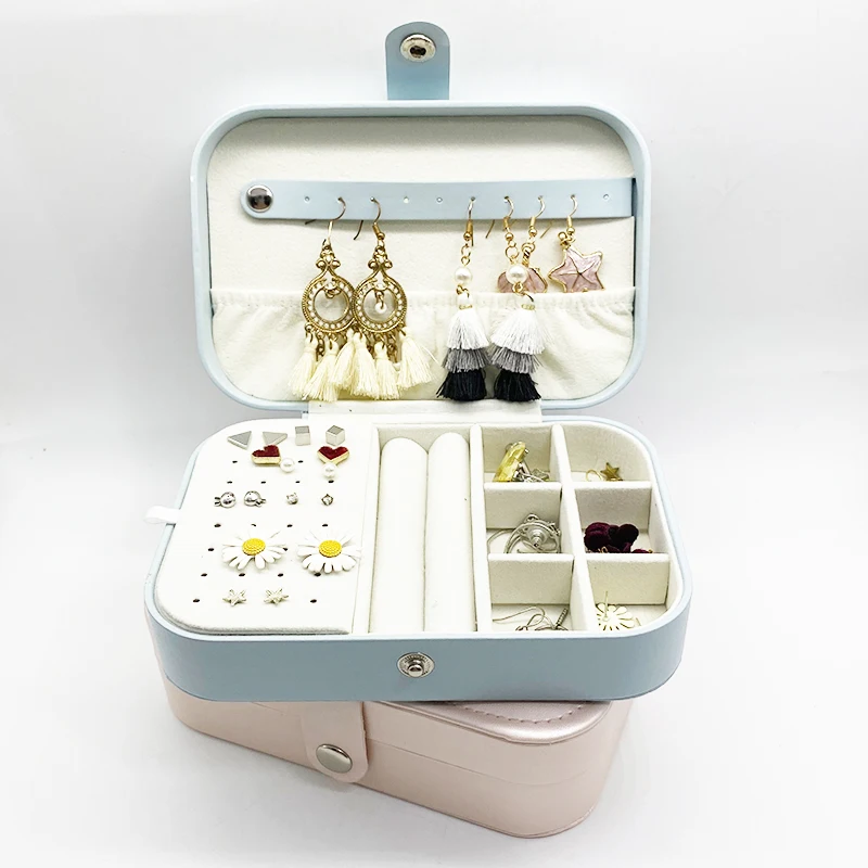 

Hot Selling Luxury Series Mirror With Jewelry Organizer Jewelry Organizer Travel Box For Girl, Pink and blue