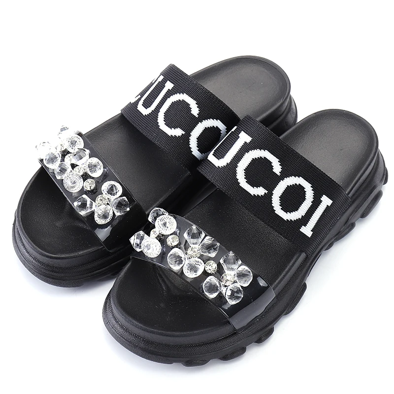 

slides manufacturer low MOQ summer fashion comfortable 2 straps custom platform outdoor beach ladies sandals for women, Picture/custom