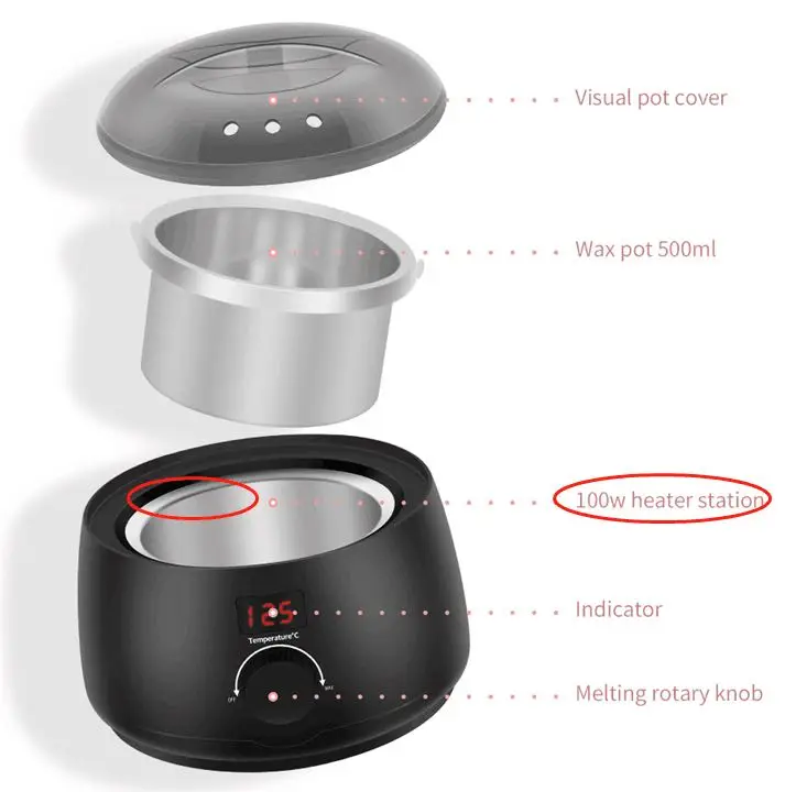 

RTS Shipment Hot Selling on Amazon 500ml Wax heater Mat Black Color WH-001D for Hair Removal Personal Care Epilation, Matte black