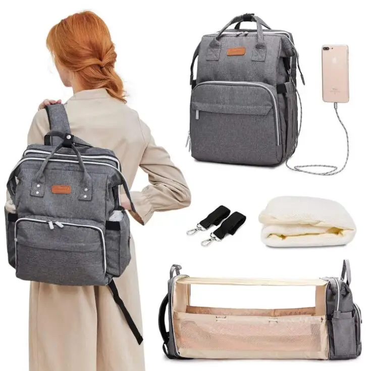 

Multifunctional folding Mommy bag large capacity foldable Bed Maternity Changing Pad Stroller Straps Diaper Bags for bag factory