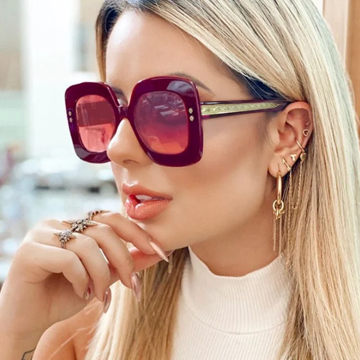 

Fashion sunglasses newest 2020 high quality Oversized Big Retro Square Frame luxury Women Custom Brand Sun Glasses