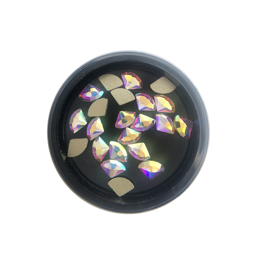 

Cheap cheap glass fanshaped flatback bling AB nail art wholesale non hotfix, Ab/other color