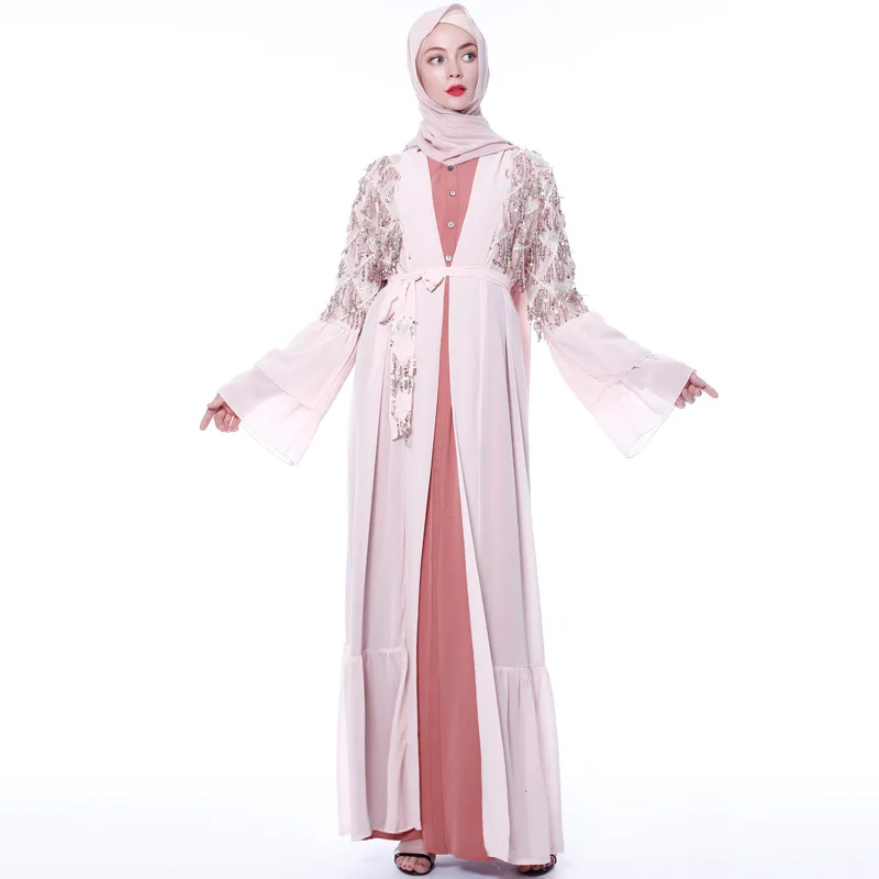 

Muslim Long Dress Wholesale Sequin Tassel Turkish Malaysia Musulmane Islamic Clothing Muslim Dress Voor Manen robes de soiree