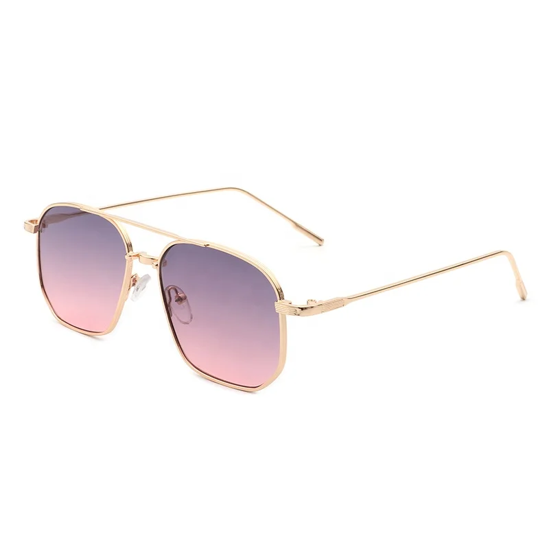 

High quality retro double bridge metal frame sunglasses 2021