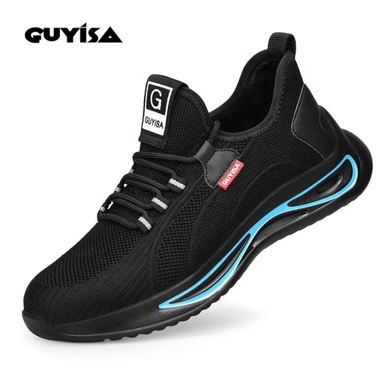 

GUYISA anti-puncture breathable safety shoes with mesh for men footwear working, Black