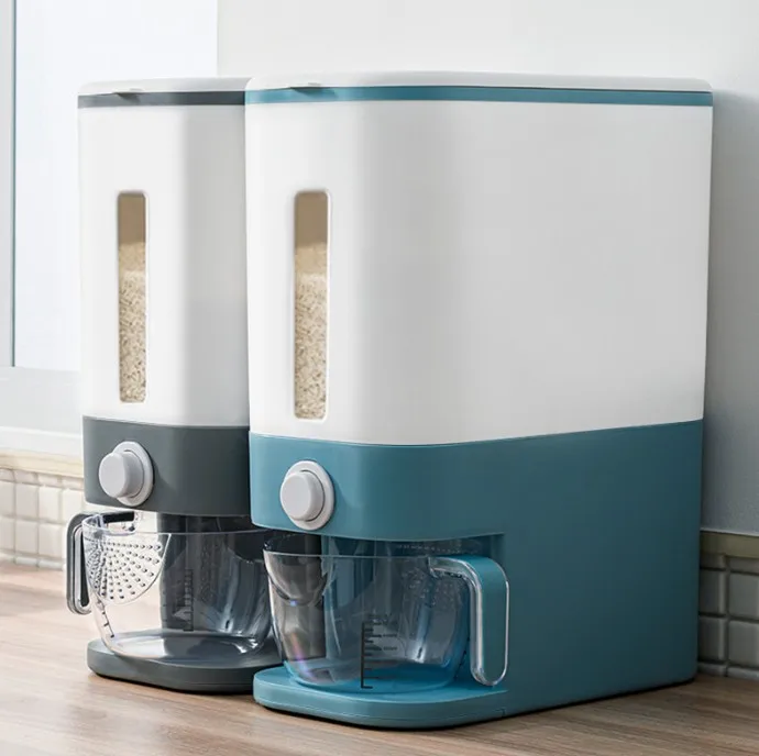 

Rice Dispenser - Rice Storage Dry Food Container Max 12 KGS Capacity Rice bins, Grey